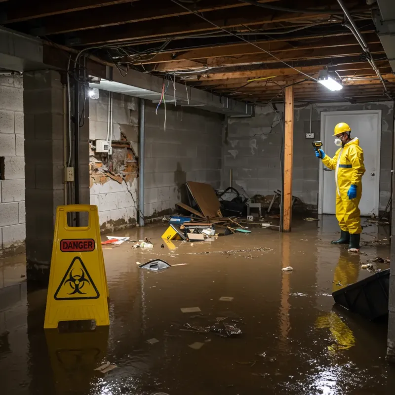 Flooded Basement Electrical Hazard in Delaware County, IN Property